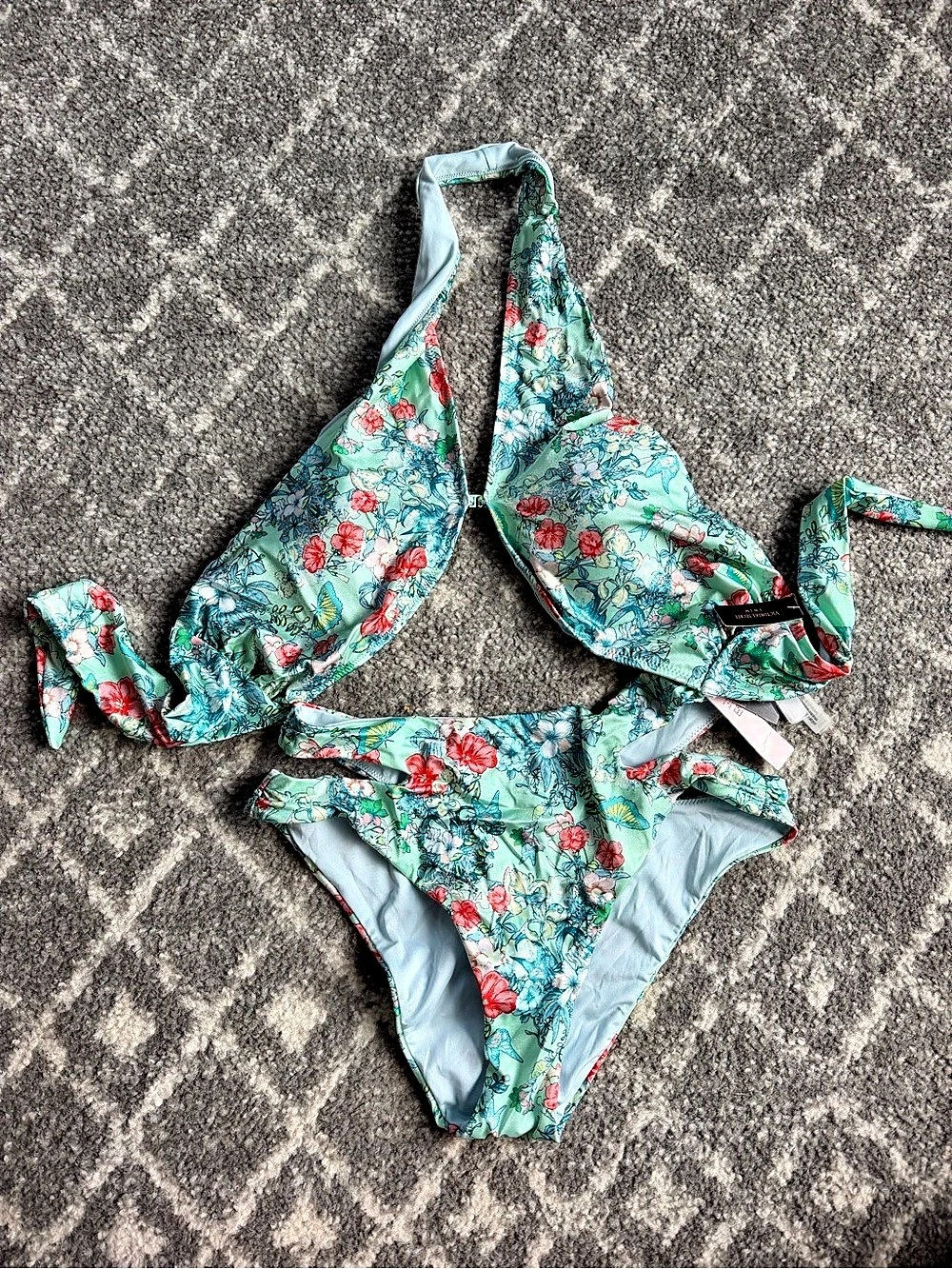 Victoria's Secret Floral Bikini Set in Blue & Green